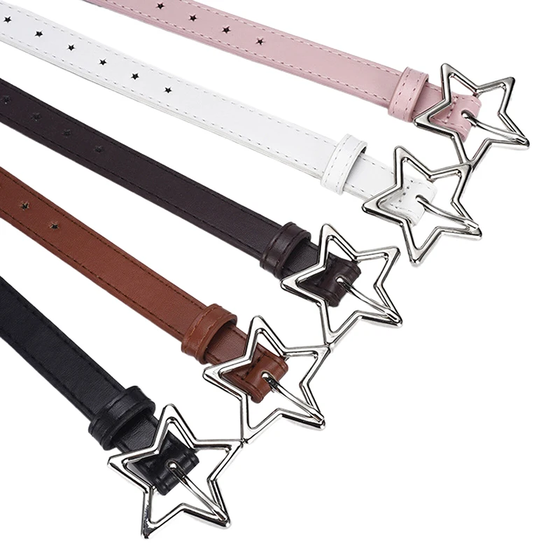 Fashion PU Leather Pentagram Buckle Waistband Elegant Waistbands For Women Girls Sweet Dress Pants Decoration Waist Belt