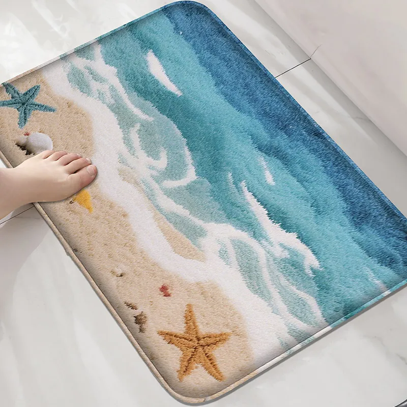 Strand und Meer, Duschraumteppich, Toilette, wasserabsorbierende Fußmatte, dekorative Matte, Badezimmer-Fußmatte, maschinenwaschbar