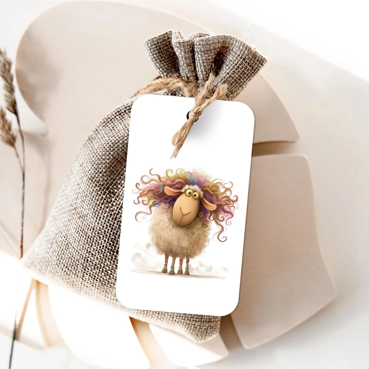 50 Stück niedliche, handgefertigte Anhänger mit Schaf- und Ziegenmotiv zum Verzieren von Geschenken, als Gastgeschenke für Hochzeiten und Geburtstage, für kleine Unternehmen und als Etiketten für Partys mit Tiermotiven. – Detail 3