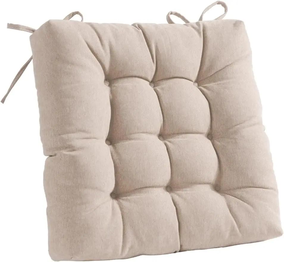 

Chair Cushion Polyester Brushed Fabric Sponge Filling Non-Slip Bottom Extra Thicked Chair Seat Soft Cushions with 2 Ties