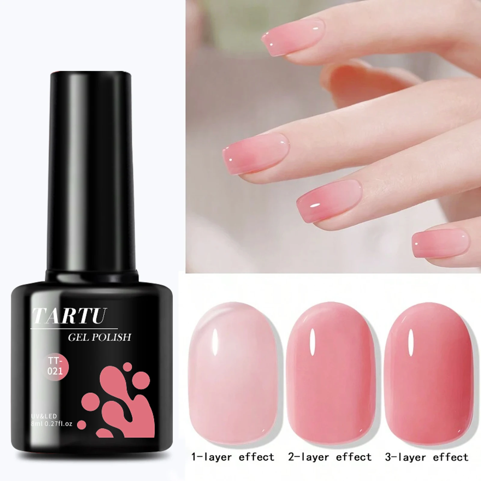 1 unidad de 8ML de gelatina de uñas de Gel Natural translúcido rosa púrpura desnudo rosa Gel de uñas UV/LED esmalte de Gel de remojo para regalo de vacaciones DIY