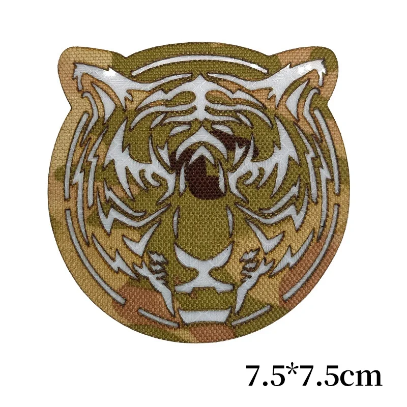 Tiger Reflective Infrared IR Patch Glow In Dark Military Tactical Applique Multicam Hook Loop Badge Patches for Clothing