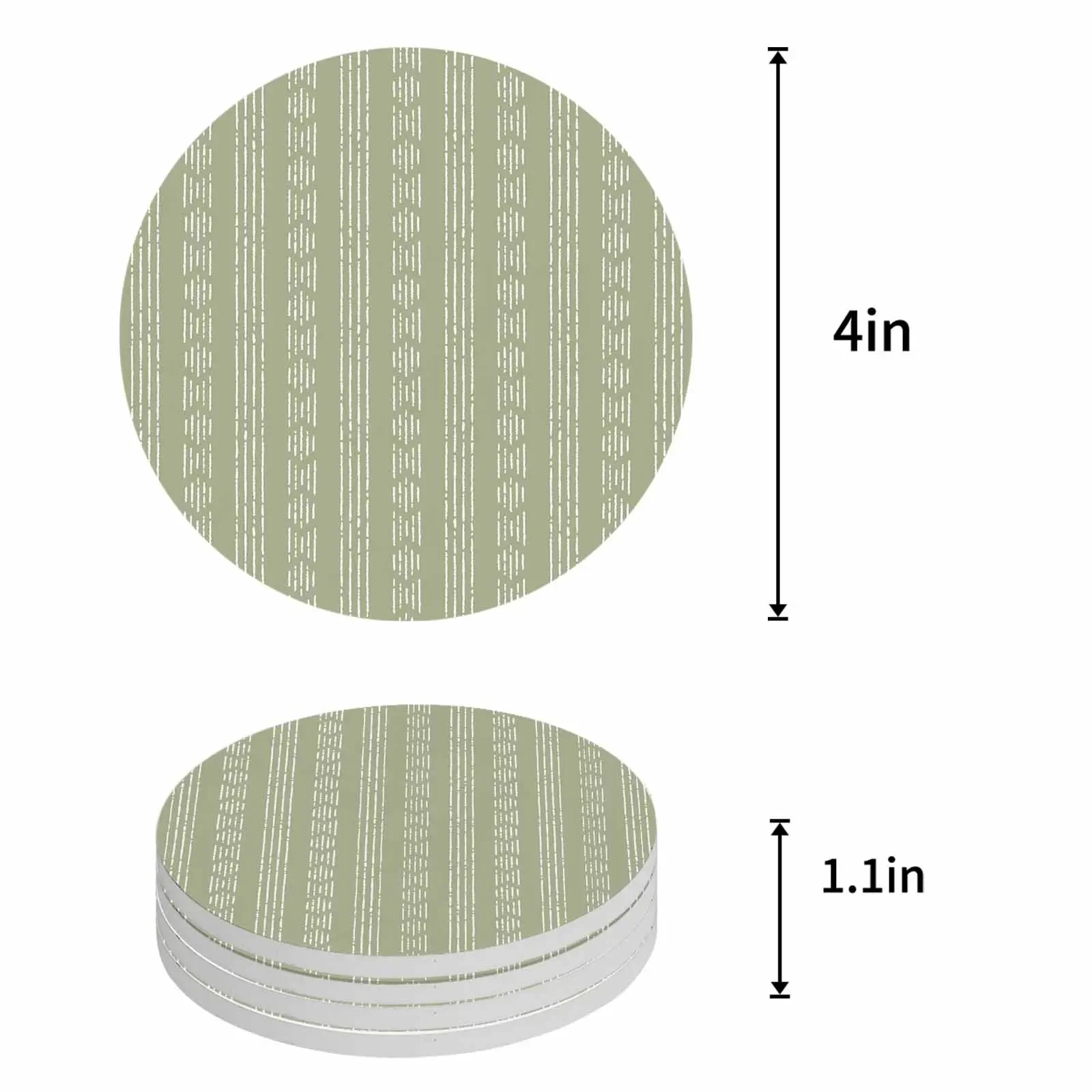 Drink Coaster Vintage Farmhouse Bohemian Texture Sage Green Cup Coasters for Cups Mats Mat Tea Coffee Pad Drinkware Kitchen Bar