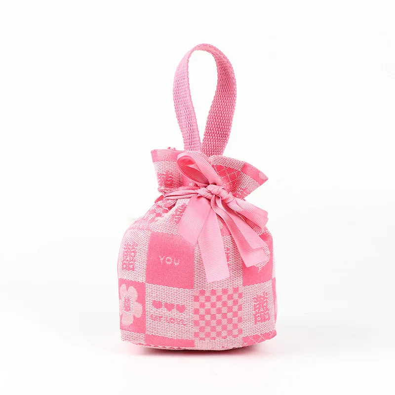 10pcs/Lot 16*9cm New Bag Women Heart Pink Cotton Pouches For Wedding Birthday Party Candy Gift Packaging Drawstring Bags