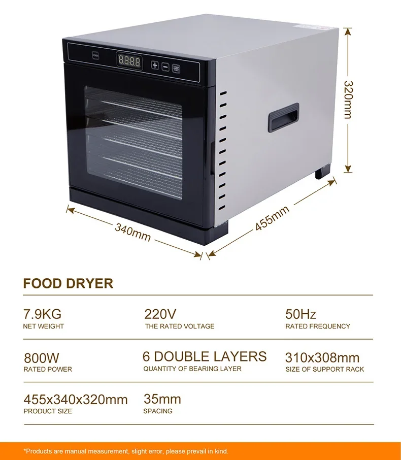 110V/220V Dried Fruit Machine Food Dehydration Air Dryer Household Stainless Steel Small Fruit And Vegetable Meat Food Dryer