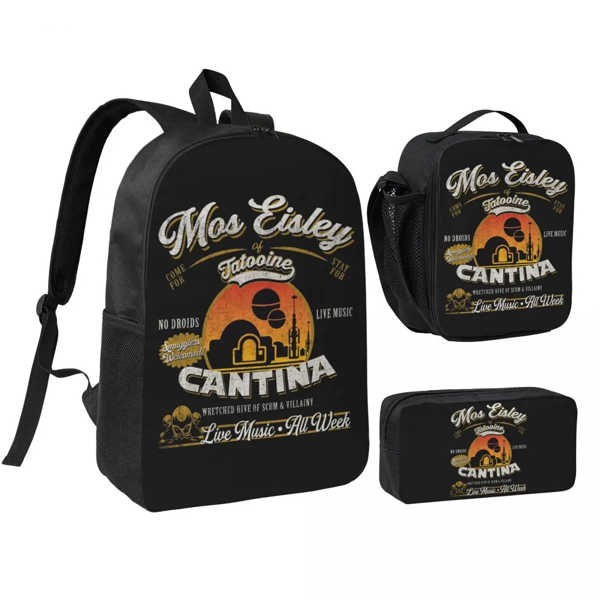 

Mos Eisley Cantina Tatooine Dks Backpack Student BookBag School Bag Shoulder Bags 3ps Insulated Lunch Bag Pencil Case