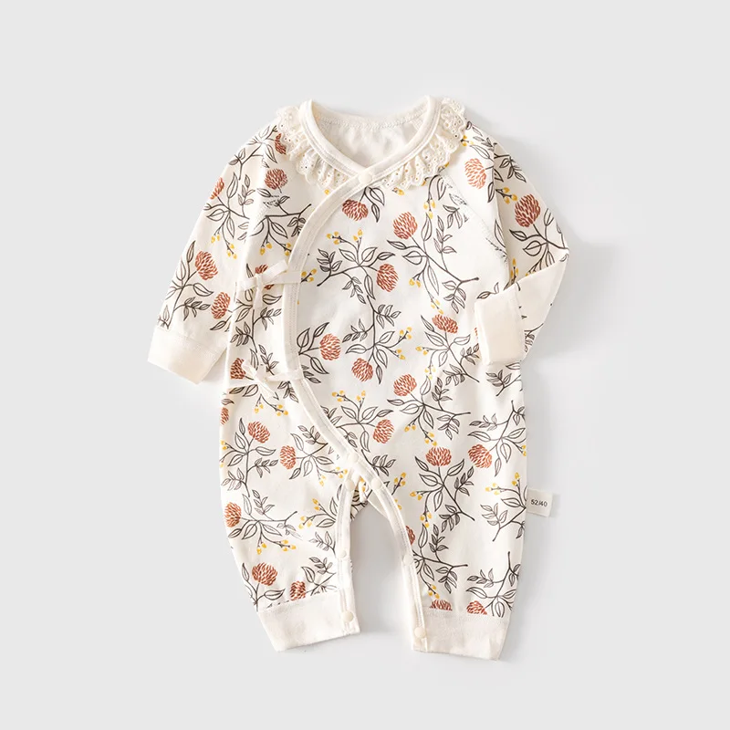 Neugeborenen-Strampler Baby-Einteiler Frühling und Herbst Reine Baumwolle Neugeborenen-Kleid Strampler Baby Enganliegende Kleidung