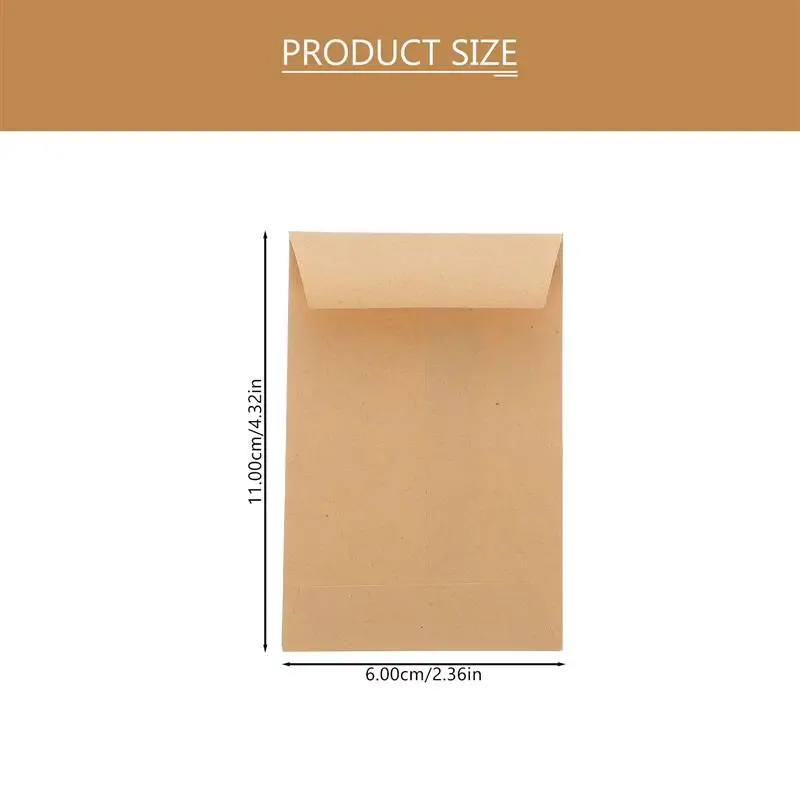 100 Stuks Kraft Enveloppen 100Pcs Kraftpapier Enveloppen Kleine Enveloppen Cadeaubon Enveloppen Voor Kleine Item Opslag 11.00X6.00X0.10Cm