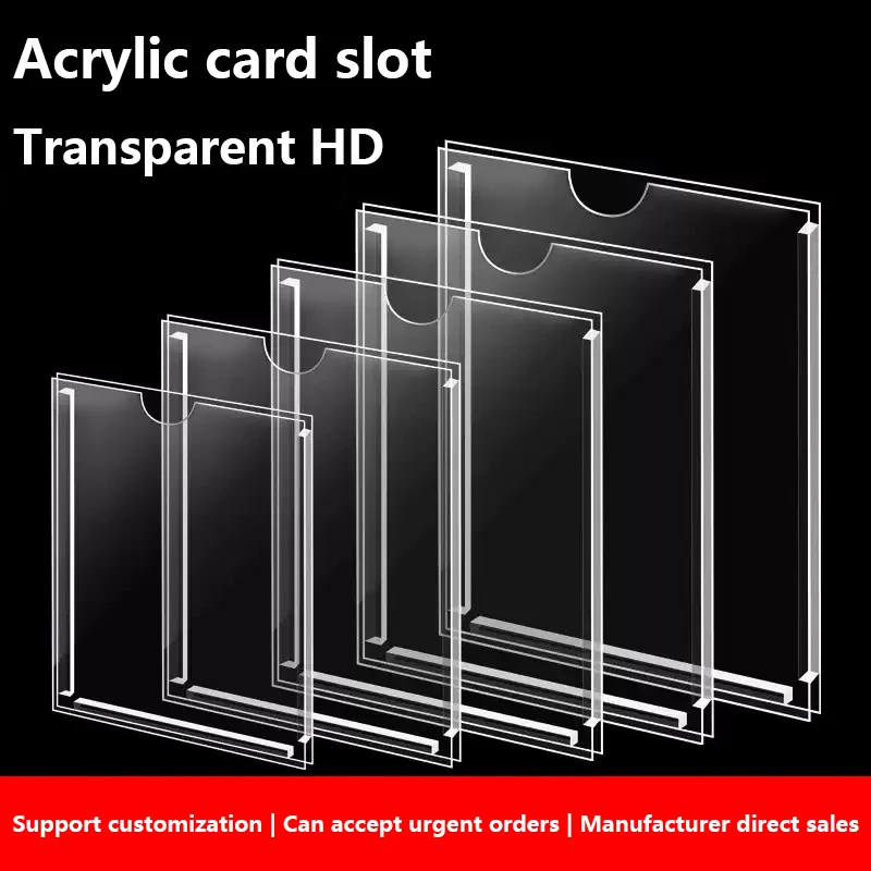 A4 Acrylic Card Slot Wall Mounted Sign Holder Transparent Price Display Stand Plastic for School Office Home Shop Restaurant