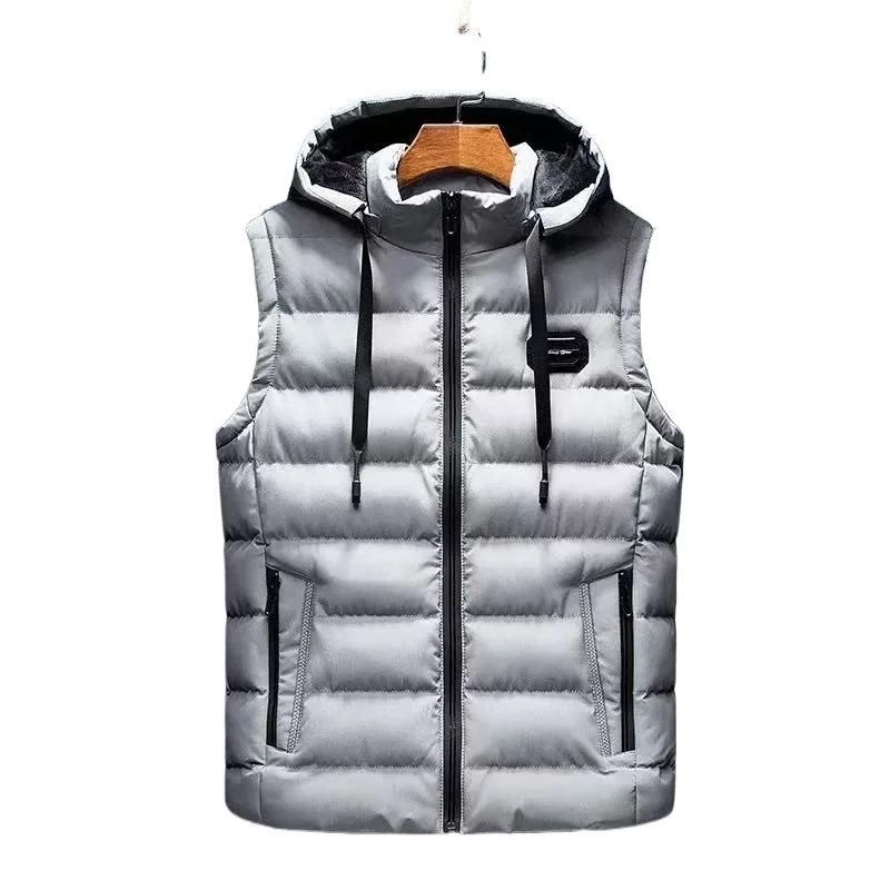 

Brand Mens Jacket Sleeveless Vest Hooded Fashion Casual Coats Male Cotton-Padded Men's Vest Men Zipper Waistcoats Plus size 6XL