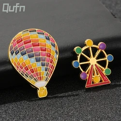 Colorful Ferris Wheel Hot Air Balloon Enamel Lapel Brooch Girl Romantic Fashion Badge Gift Coat Jackets Badge Jewelry Pins