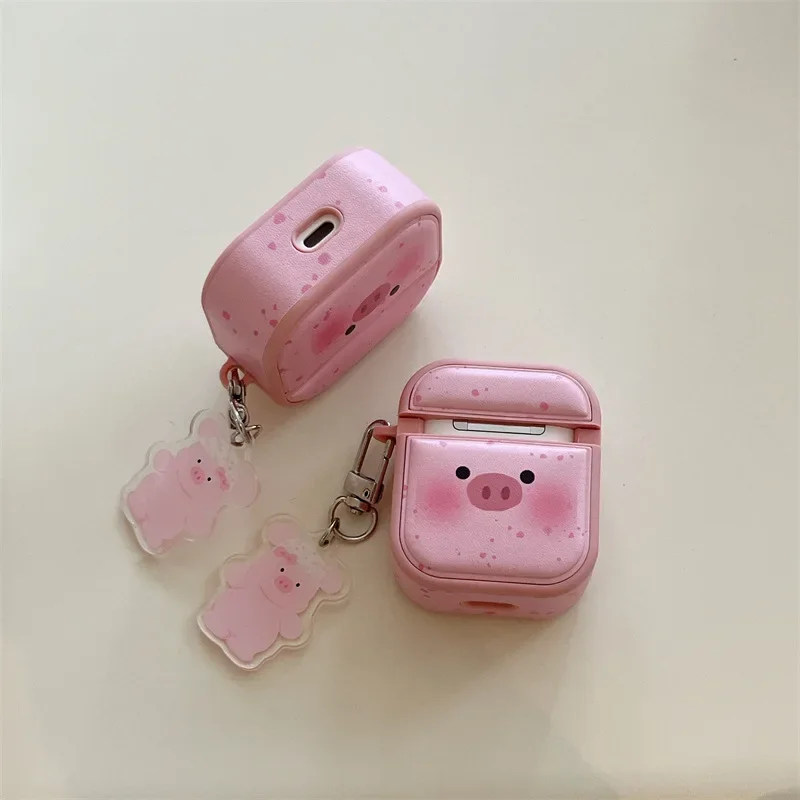Pink Pig Case for AirPods 4 Airpod 1 2 3 Pro Pro2 Bluetooth Earbuds Charging Box Protective Earphone Case Cover