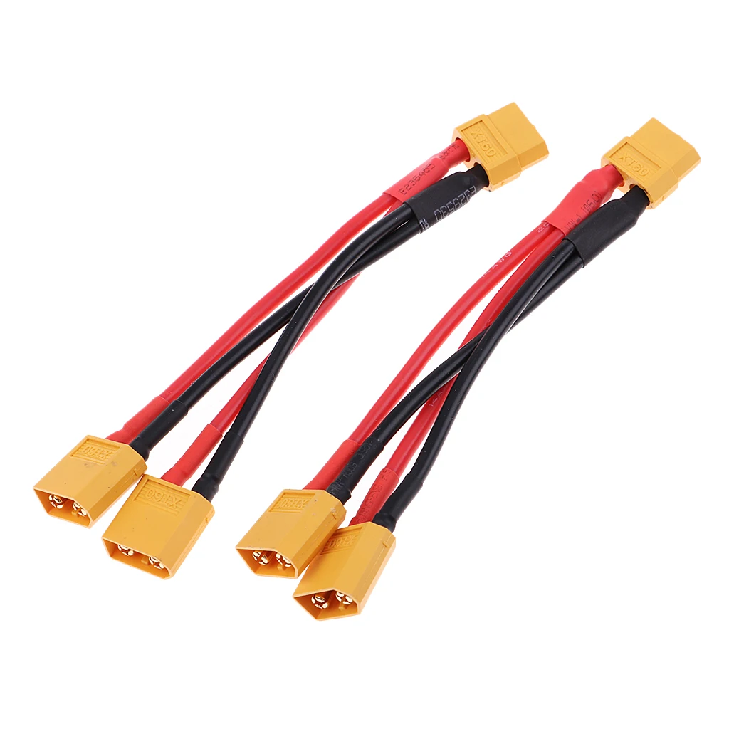 2pcs Male Female XT60 Socket with 10cm Silicone Cable 14AWG Adapter Cable