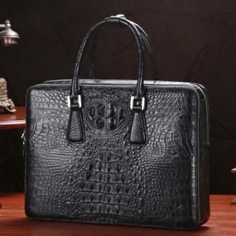 LINSHE crocodile  Men's bags  new  handbag   business  Cross section  male briefcase  men