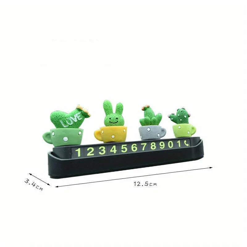 Cartoon Rabbits and cacti Car Temporary Parking License Plate Mobile Phone Number Plate Car Interior Decoration