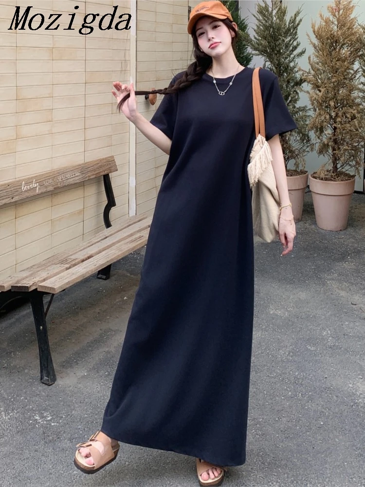 Zomer Oversize Zwarte T-shirt Jurk Vrouwen Koreaanse Losse Split Biglarge Korte Mouw Dames Jurken Lange Vrouw Jurk Vestidos