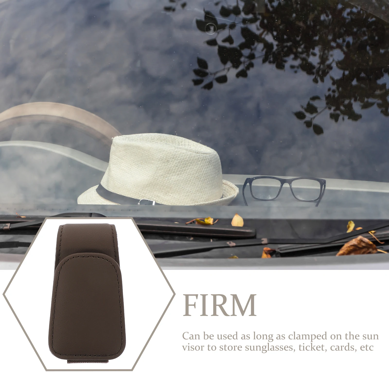 

Car Sunglasses Clip for Visor Eyeglass Clips Holder Brown Multi Function Glasses Storage Car Accessory Small Size