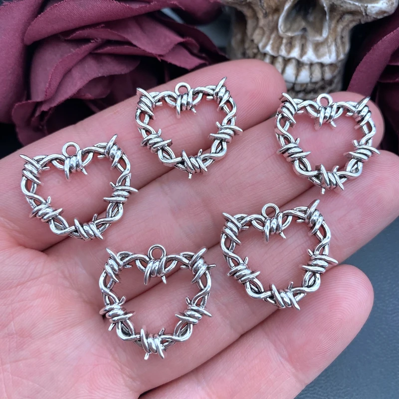 Thorns Heart Charms for Jewelry Making