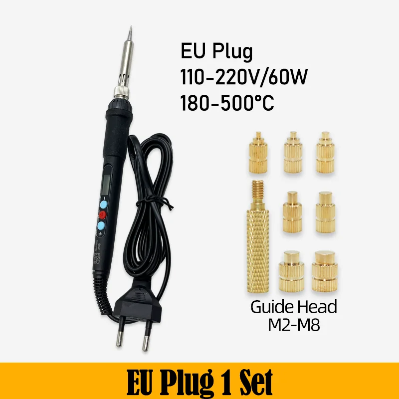 Heat Set Einsatz Presswerkzeug Elektrische Lötkolbenspitze M2 M3 M4 M5 M6 M8 Gewinde Messing Einsätze Mutter eingebettetes Kit für 3D-Druck