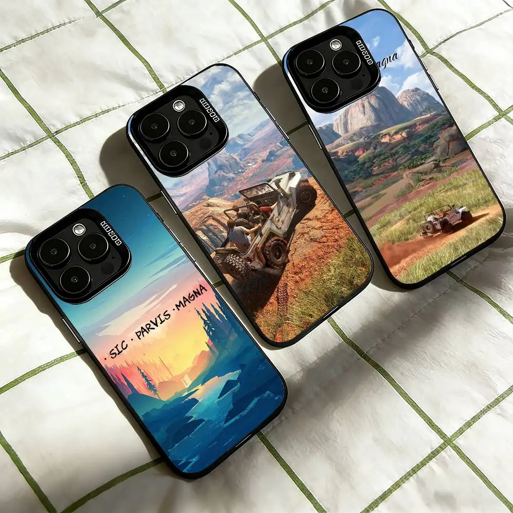 

S-Sic Parvis Magna Uncharted Phone Case For iPhone 17,16,15,14,13,12,11 Plus,Pro Max,XS,Colored Silver Plated Inside Cover