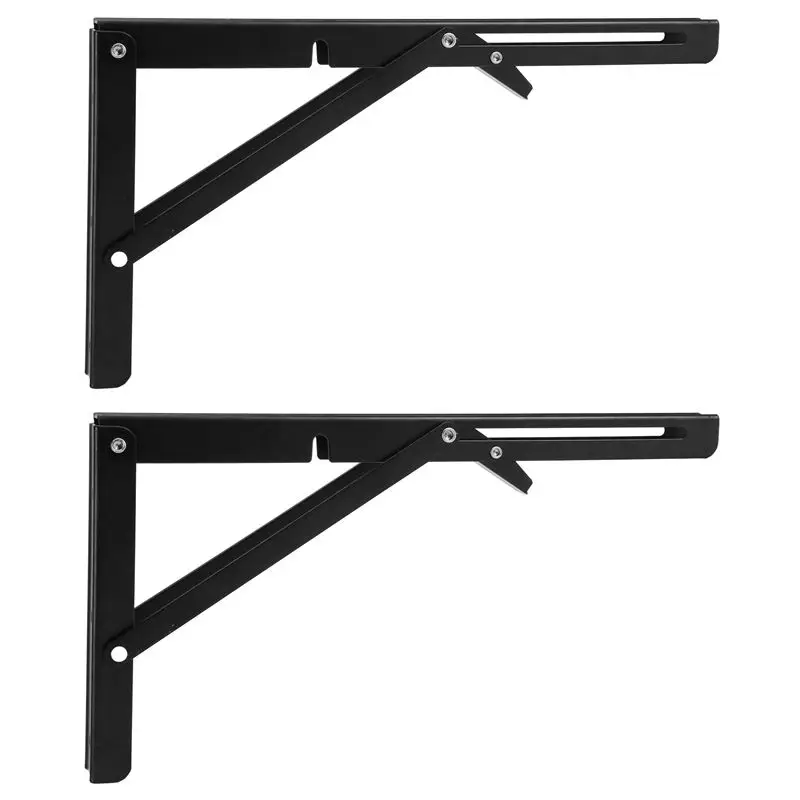 KYCOR-Schwarze dreieckige klappbare Winkelhalterung, verstellbare Wandregale, montierte Tischregale, Heim-Hardware, 12 Zoll, 2 Stück