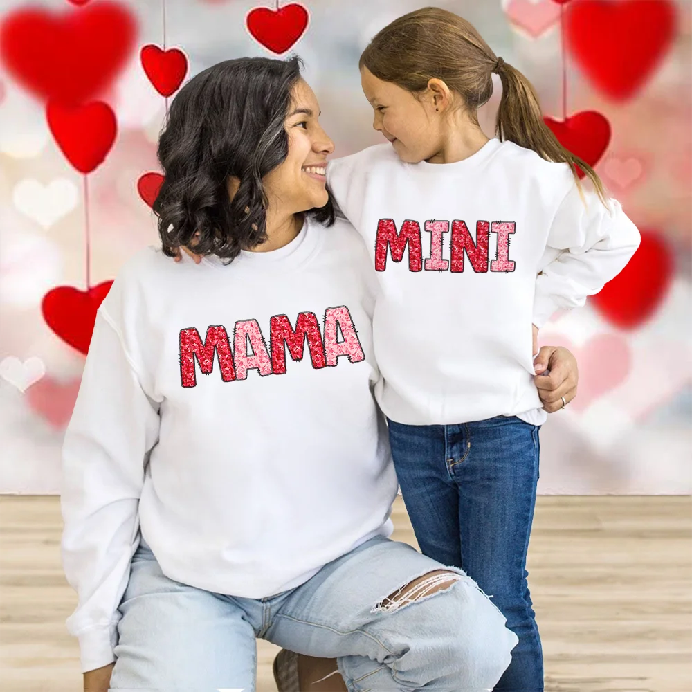 Mama Mini Matching Mommy and Me Shirts Mommy and Me Sweatshirt Valentine Sweatshirts Clothes Valentine's Day Gifts