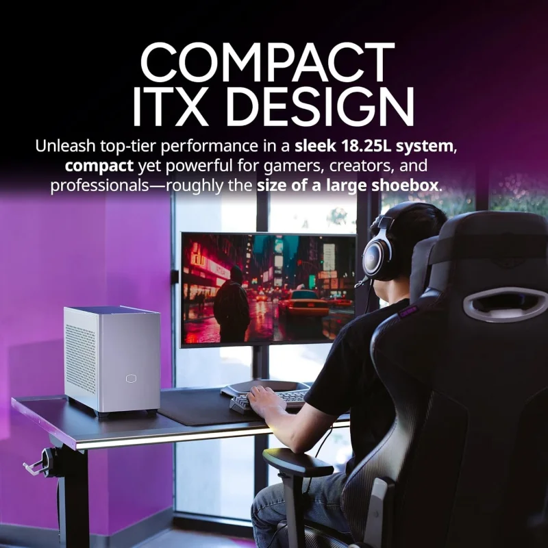 كولر ماستر NR2 Pro Mini ITX – RYZEN 7 9800X3D 4.7 جيجا هرتز (5.2 جيجا هرتز توربو) |   جيجابايت RTX 5080 16 جيجابايت وB850I AORUS PRO |   32 جيجابايت د