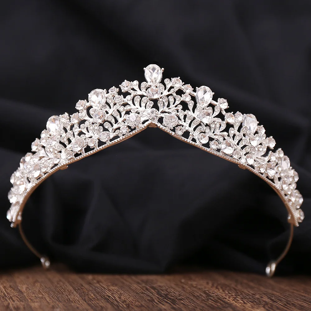 

Baroque Luxury Forest Water Drop Crystal Bridal Tiaras Crowns Rhinestone Pageant Diadem Wedding Hair Accessories Party Headpiece