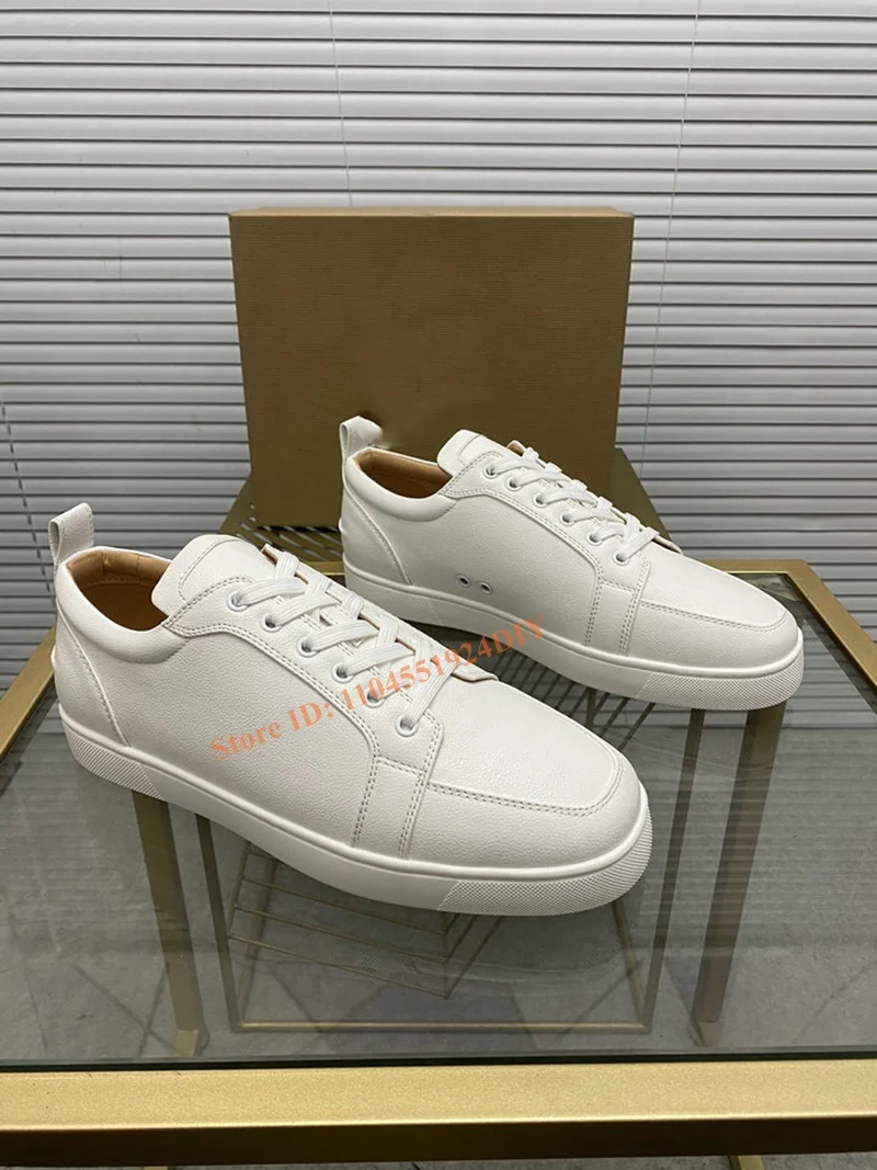 جلد أبيض منخفض قطع الدانتيل يصل أحذية رياضية رجل جولة تو تنفس حذاء مسطح للرجل الانزلاق على أحذية الحفلات الذكور الشقق