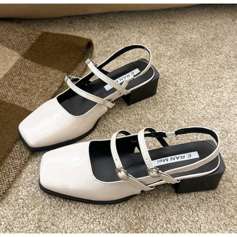 

Черные летние женские босоножки на толстом каблуке, женские туфли без шнуровки с квадратным носком, балетки на плоской подошве, удобные женские сандалии с бантом