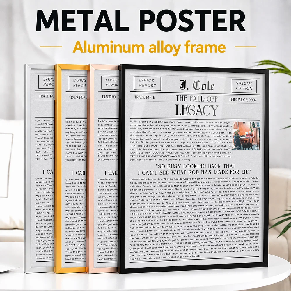 J. Cole Legacy Framed Metal Poster Personalized Hip Hop Tribute Wall Art Perfect Within Recording Studio As Vinyl Collectors