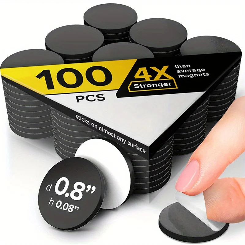 

20PCS Round Square Magnetic Refrigerator Stickers, Strong Self-adhesive Magnetic Stickers Back Adhesive Magnetic Dots Blackboard