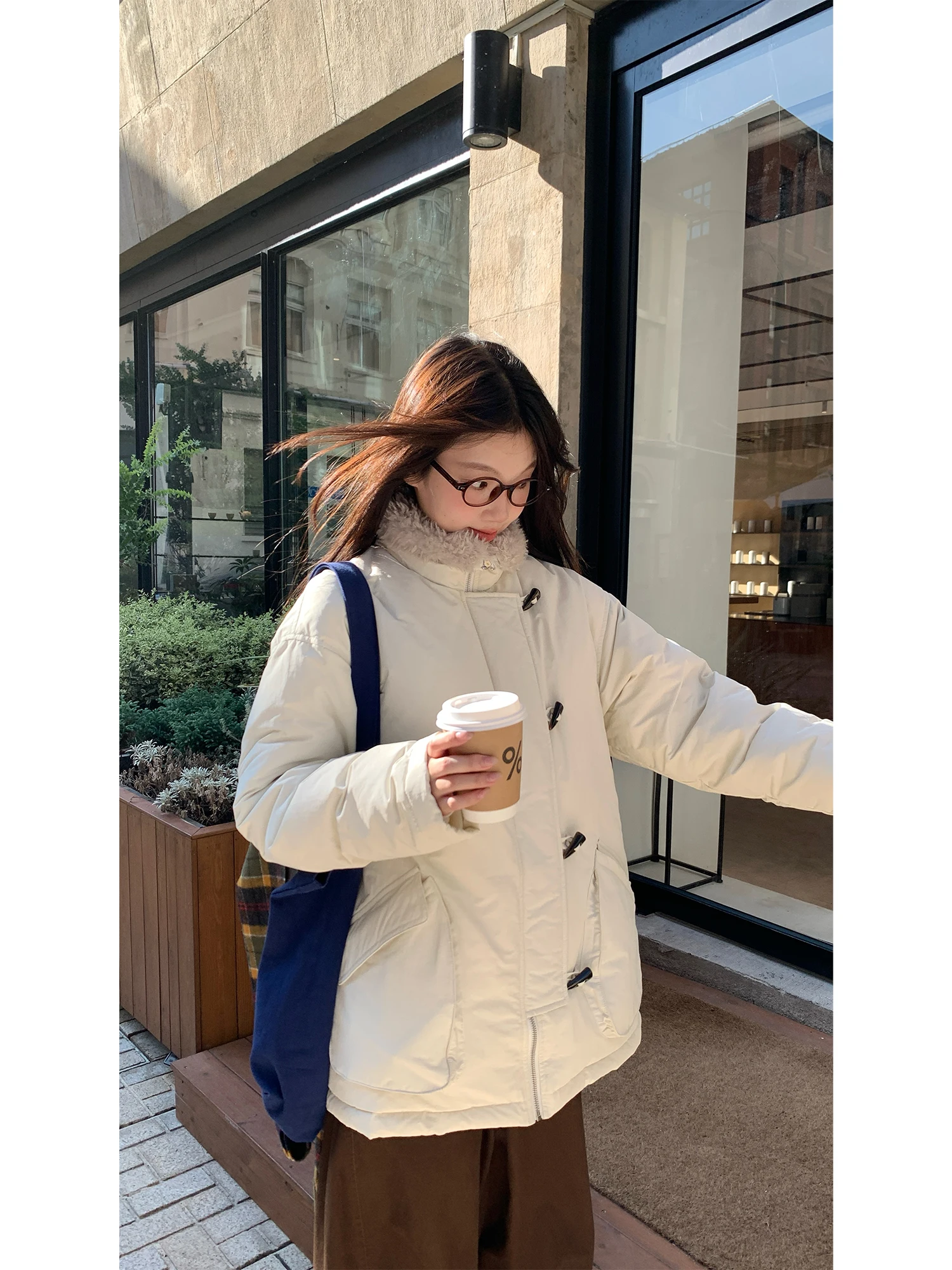 

RAINY Women's Loose Parka Coat with Fur Collar 90 White Du down Winter Jaet with kets Casual Sle Long Sve Coat