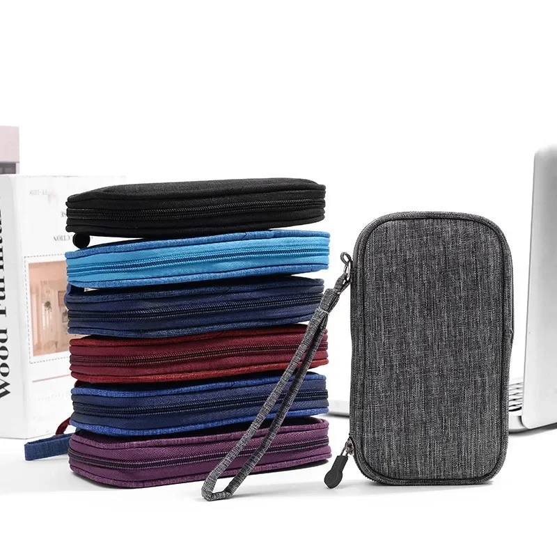 Multifunktionale, stoßfeste Aufbewahrungstasche für digitales Handyzubehör, Powerbank, Datenkabel-Organizer, japanischer Stil, Polyester