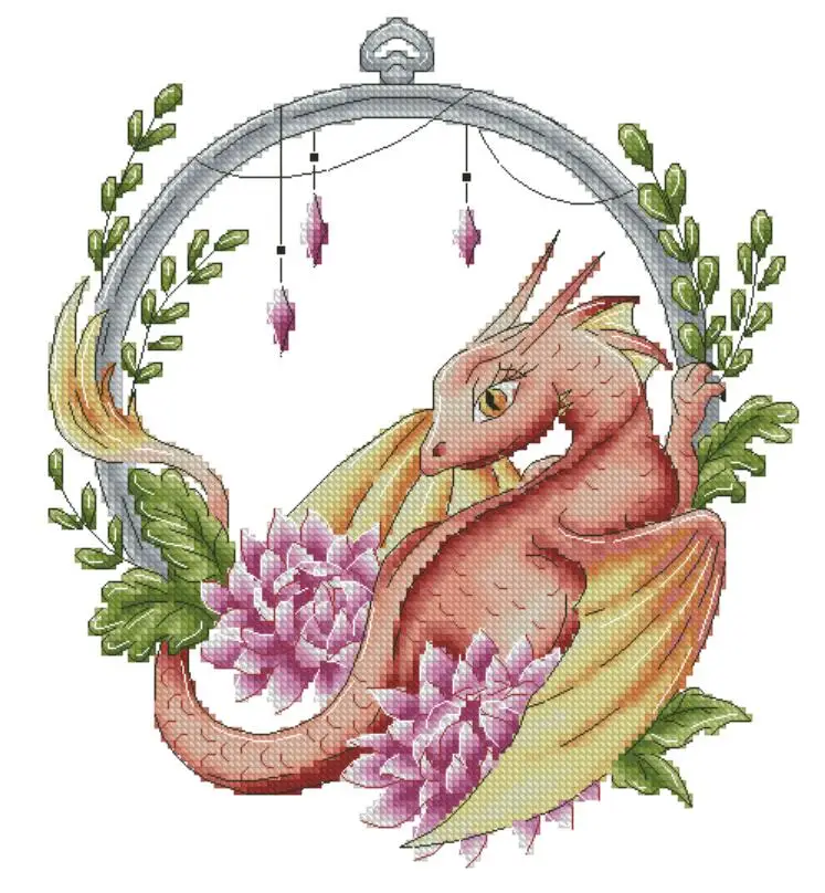 

Cross Stitch 14CT Ecological Cotton Threads Embroidery Home Decoration Hanging Letter Flower Animal wreath series (2)