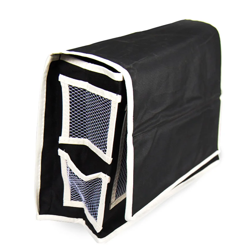 

Bedside Organizer Black Oxford Pvc Washable Heavy Duty Collapsible Storage Pocket For Remote Controller Dorm Bedroom Desk