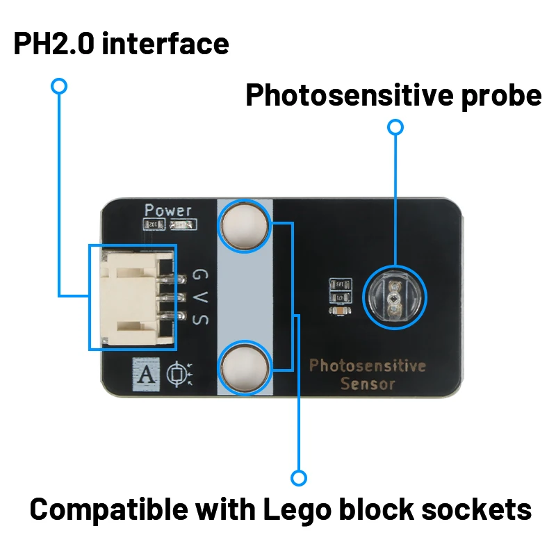 Módulo sensor fotorresistor, sensor de detección de luz fotoeléctrico de brillo, detección fotométrica compatible con Lego