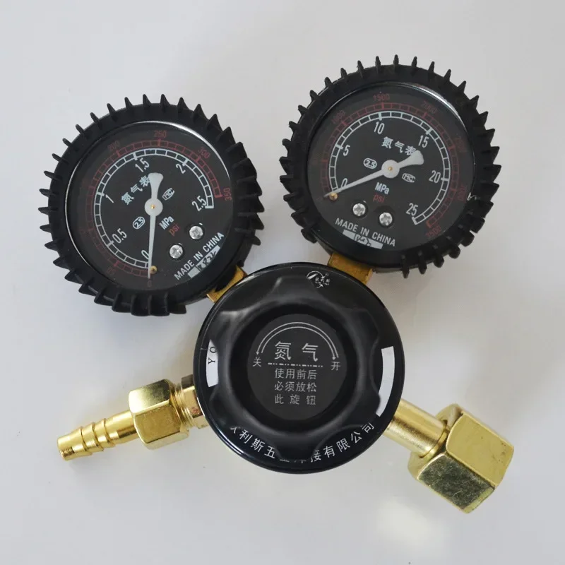 Nitrogen Meter Pressure Reducing Valve All-copper Leather Case Shockproof Nitrogen Cylinder Pressure Gauge Industrial N2 Gauge