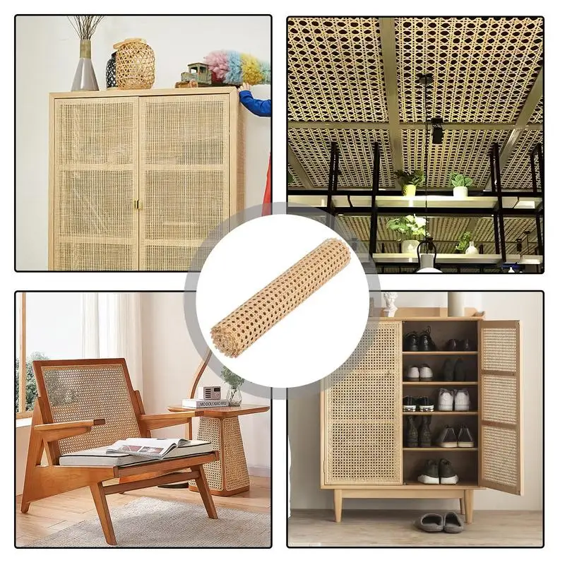 Natural Rattan Cane Webbing Roll 45cmcm Wide Furniture Decoration Open Mesh Cane Caning Material Chair Cabinet Repair