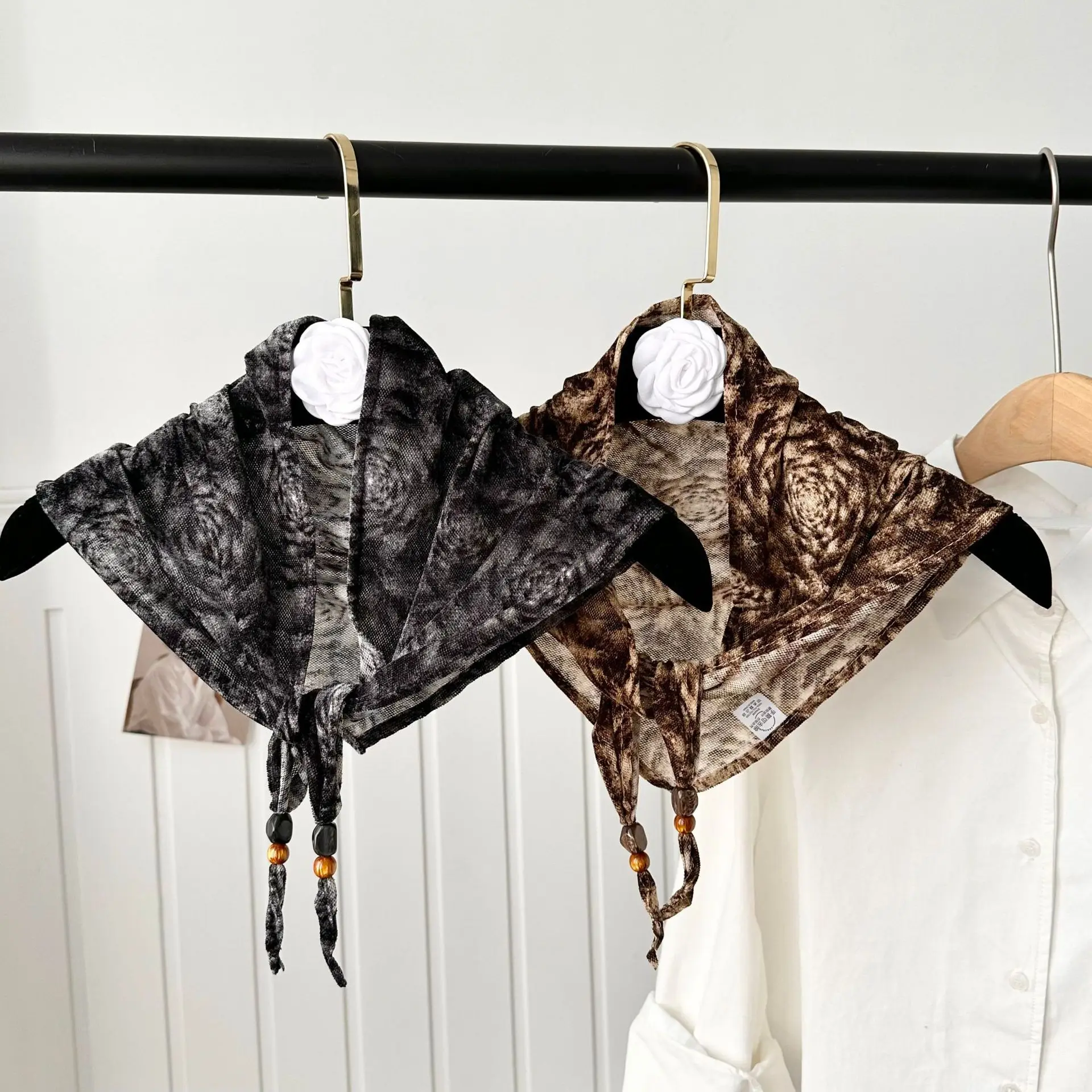 Y2K Floral Printed Triangular Scarf Hip-hop Small Shawl  Waist Scarf Triangle Curtain Skirt Decorations