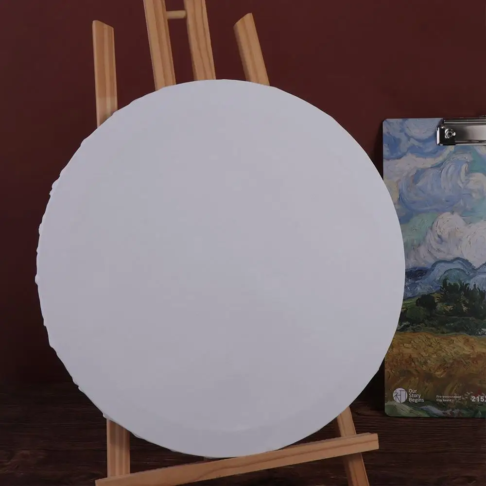 Round Cotton Painter Thicken Oil Paint Wooden Circle Canvas Painting Board Drawing Board Picture Frame