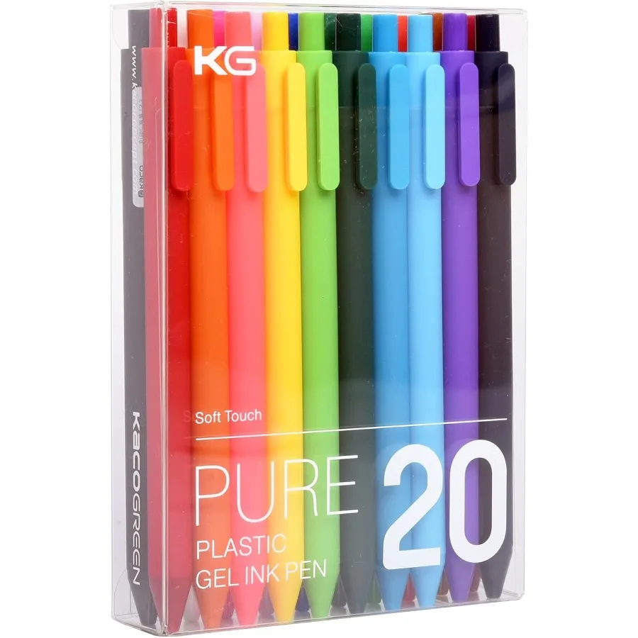 

PURE Colored Gel Pens 0.5mm 20 Pieces Set Colorful Mult Ink Fine Point Comfort Grip Quick Drying Pens for Jourling Note Taking
