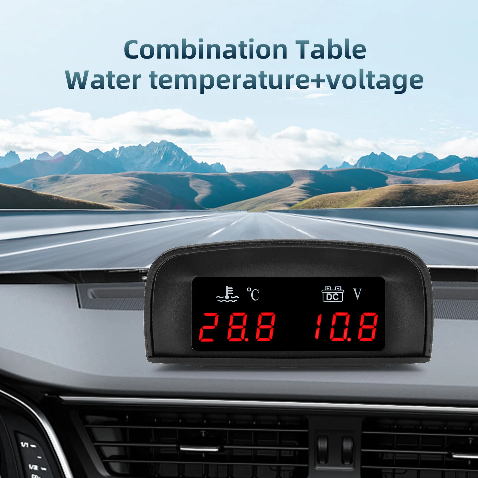 LCD Digital Car Truck 2 In 1 temperatura dell\'acqua + voltmetro Gauge + sensore di temperatura del liquido di raffreddamento da 10MM per misuratore