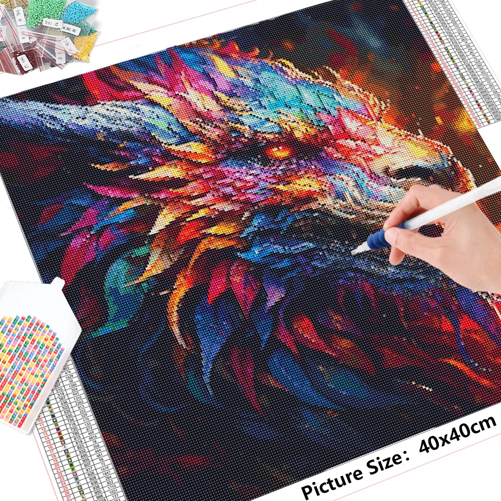 HUACAN 5D DIY Diamond Painting Animal Full Round Square Drill Mosaic Dragon Set Home Decoration Handmade Gift