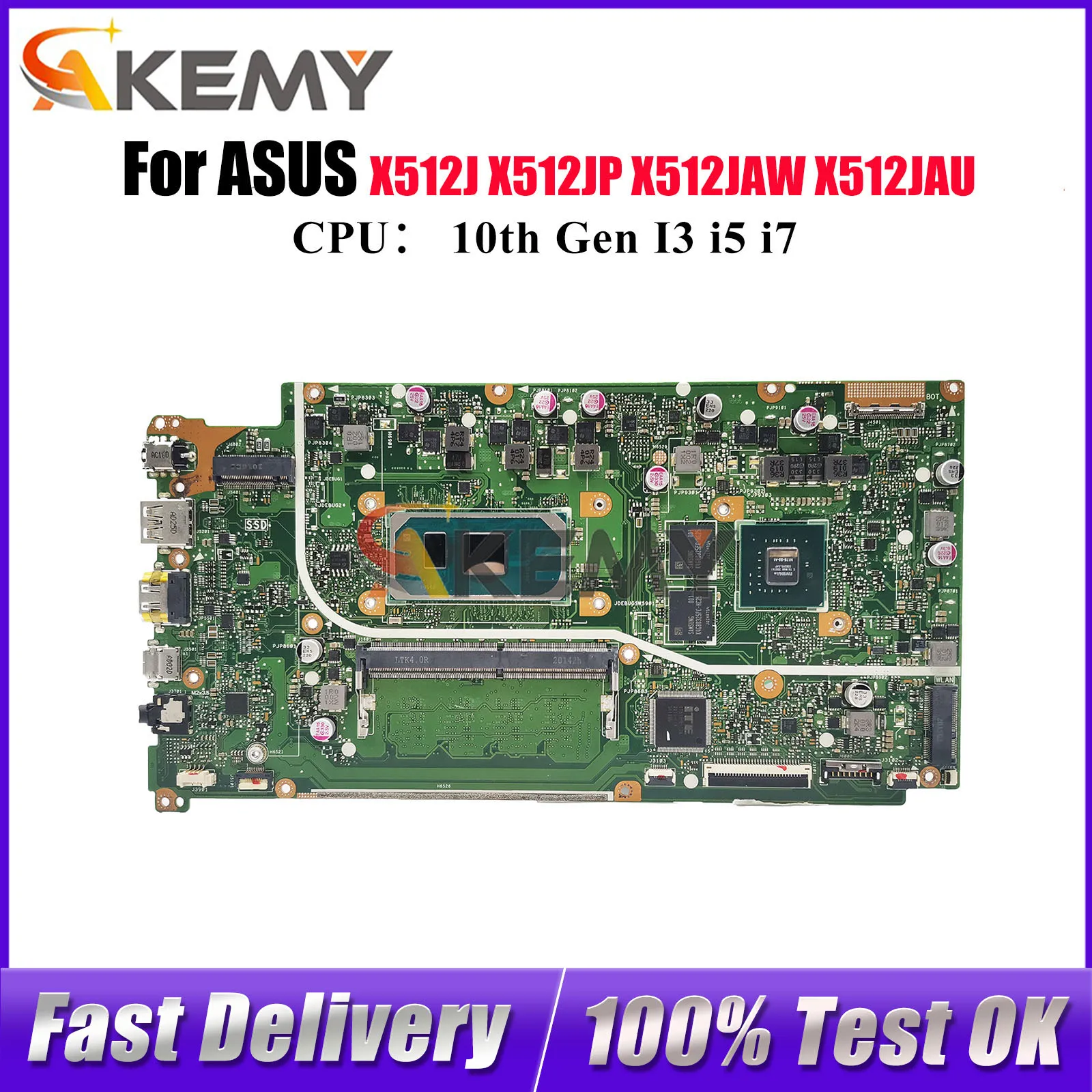 

X512JP Laptop Motherboard For ASUS X512JAW A512J K512J V5000J X512JAU X512JP X512J X512JF S512J Mainboard With 10th Gen I3 i5 i7