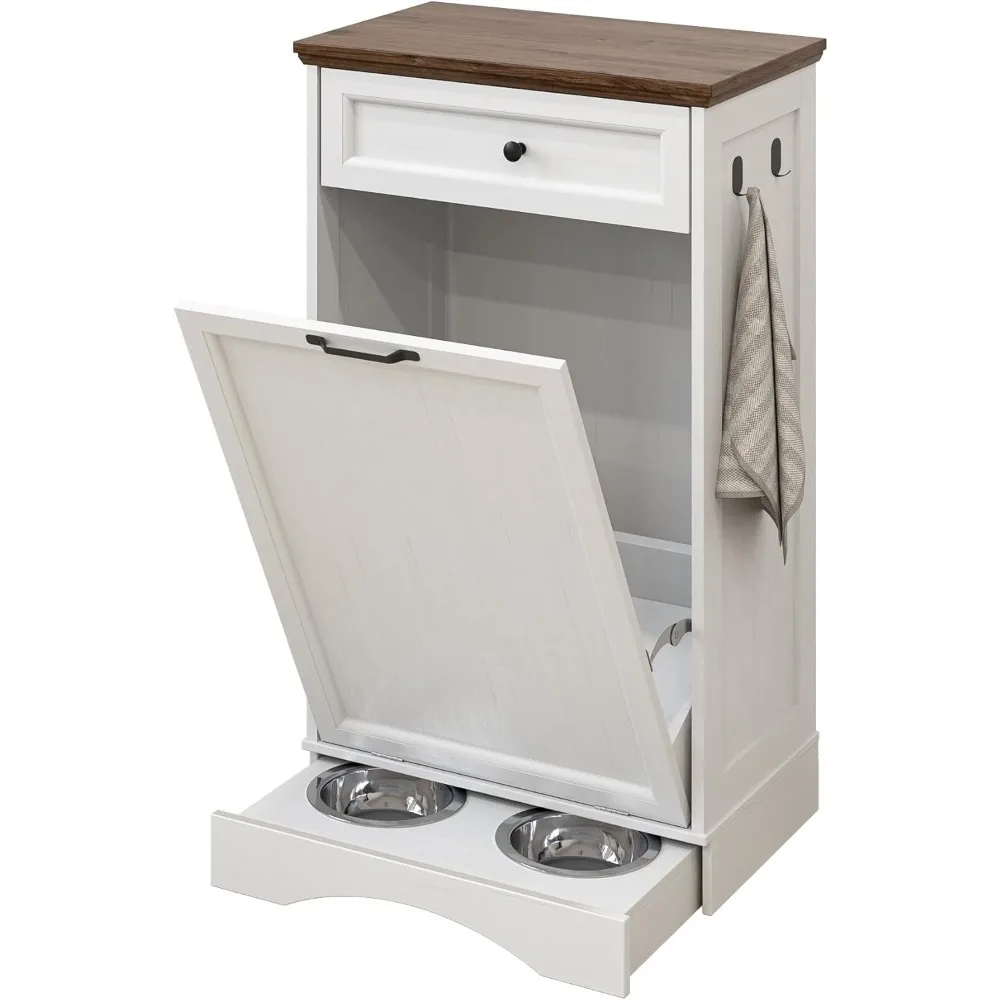 

Tilt Out Trash Can Cabinet 10 Gallon Hidden Trash Garbage Can Cabinet with Drawer,Pet Proof Hidden Garbage for Kitchen