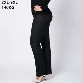 Pantalones vaqueros largos de talla grande para mujer, Jeans de cintura alta, ajustados, elegantes, color negro, 9XL, 8XL, 6XL, 5XL, 150KG