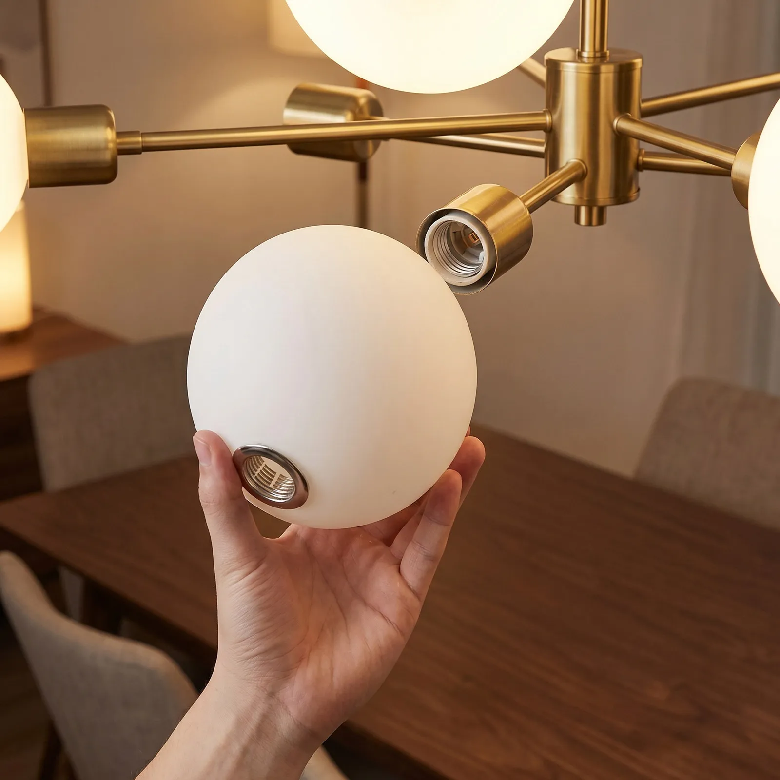 White Glass Globe Lamp Shade Frosted Sphere G9 Threaded Base Secure Replacement for Pendant Ceiling Desk Light 4.72 Inch Round