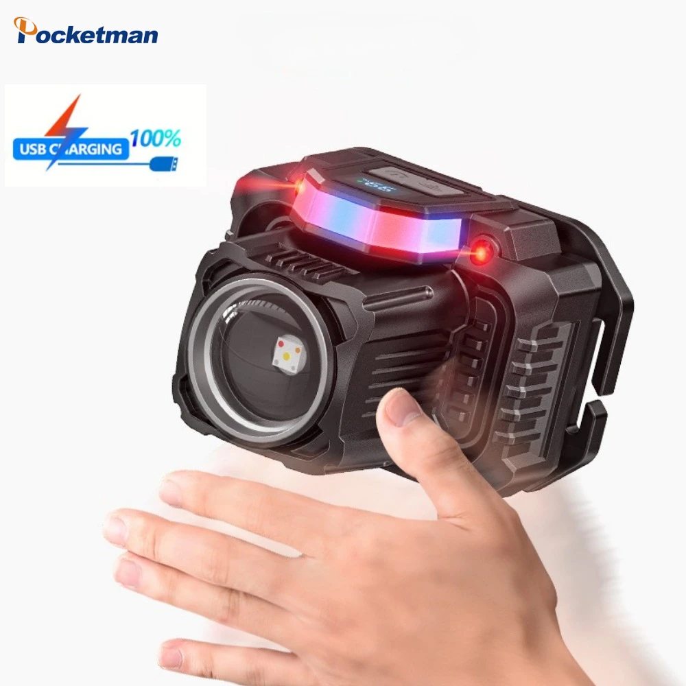 usb充電式ヘッドランプ-led誘導ヘッドライト-複数の光源-ヘッドマウント懐中電灯-調整可能なフォーカス-90-°-釣り