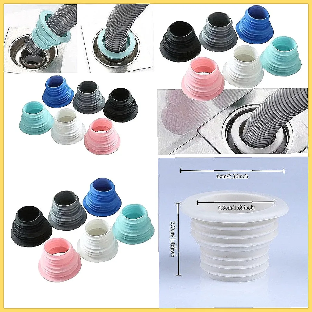 3/5PCS Silicone Sewer Sealing Ring Kitchen Sink & Washing Machine Drain Pipe Plug Bathroom Shower Drain Cover